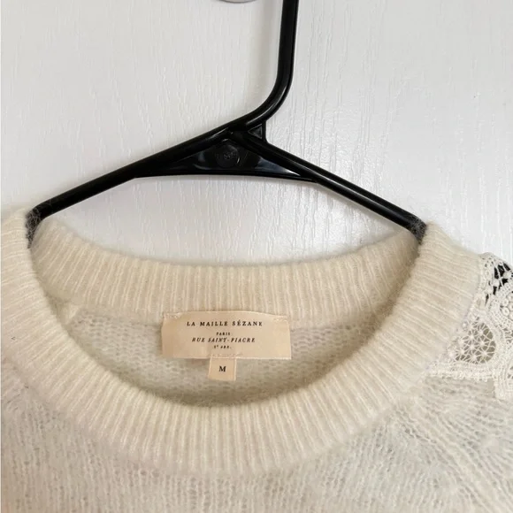 Sezane Cream Lace Detail Sweater - Picture 5 of 8